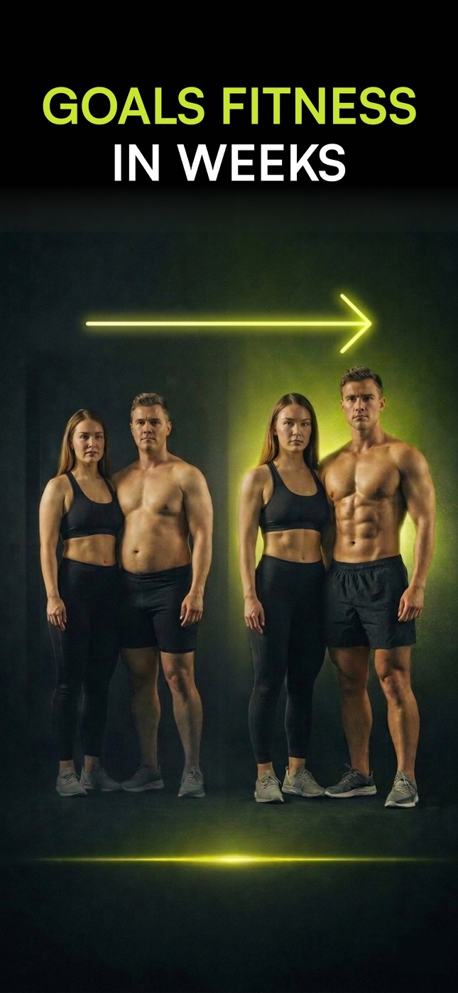 Fit3 goal tracking screen showing body transformation progress